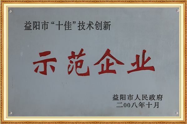 榮獲益陽(yáng)市“十佳”技術(shù)創(chuàng)新示范企業(yè)2008年10月